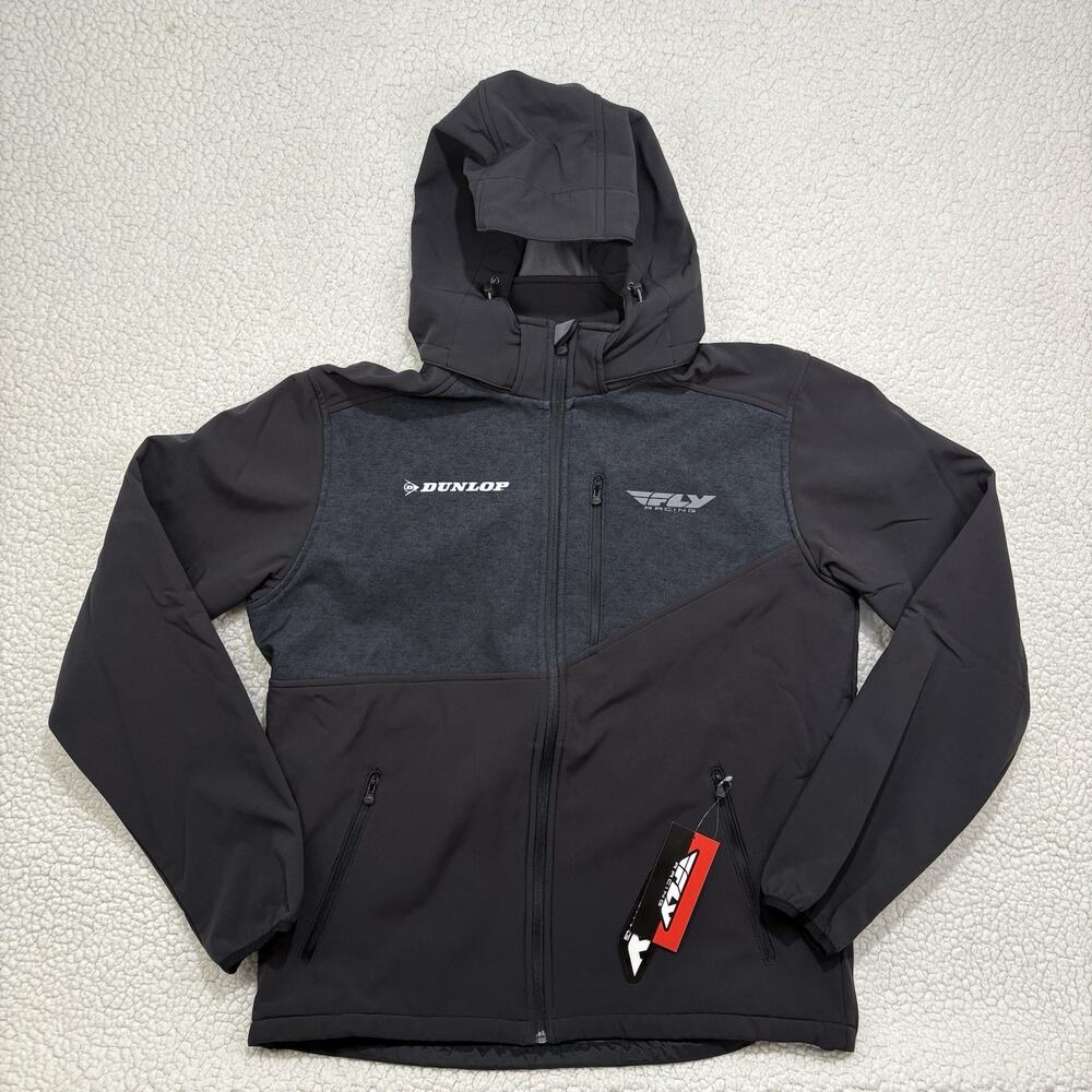 NWT Fly Racing Checkpoint Jacket Mens L Black‎ Dunlop Waterproof Hood Motorcycle